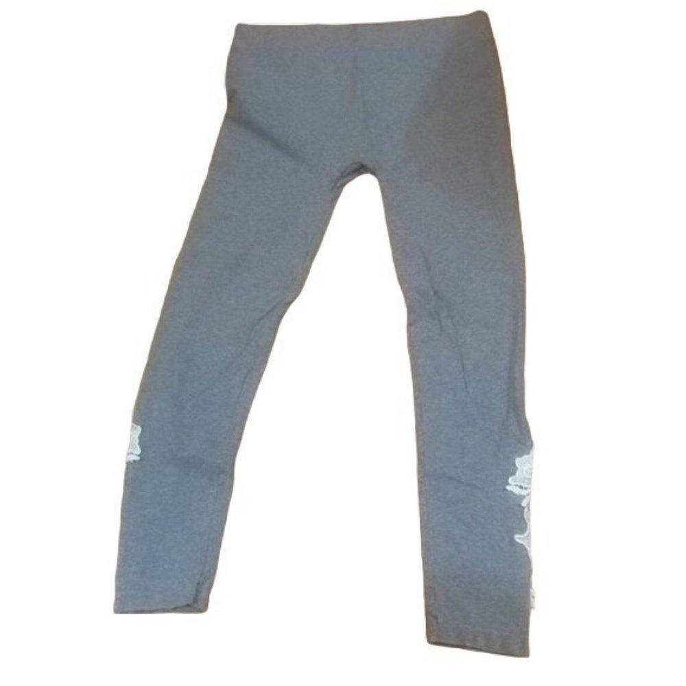 Gray Leggings with White Appliqués OSFM